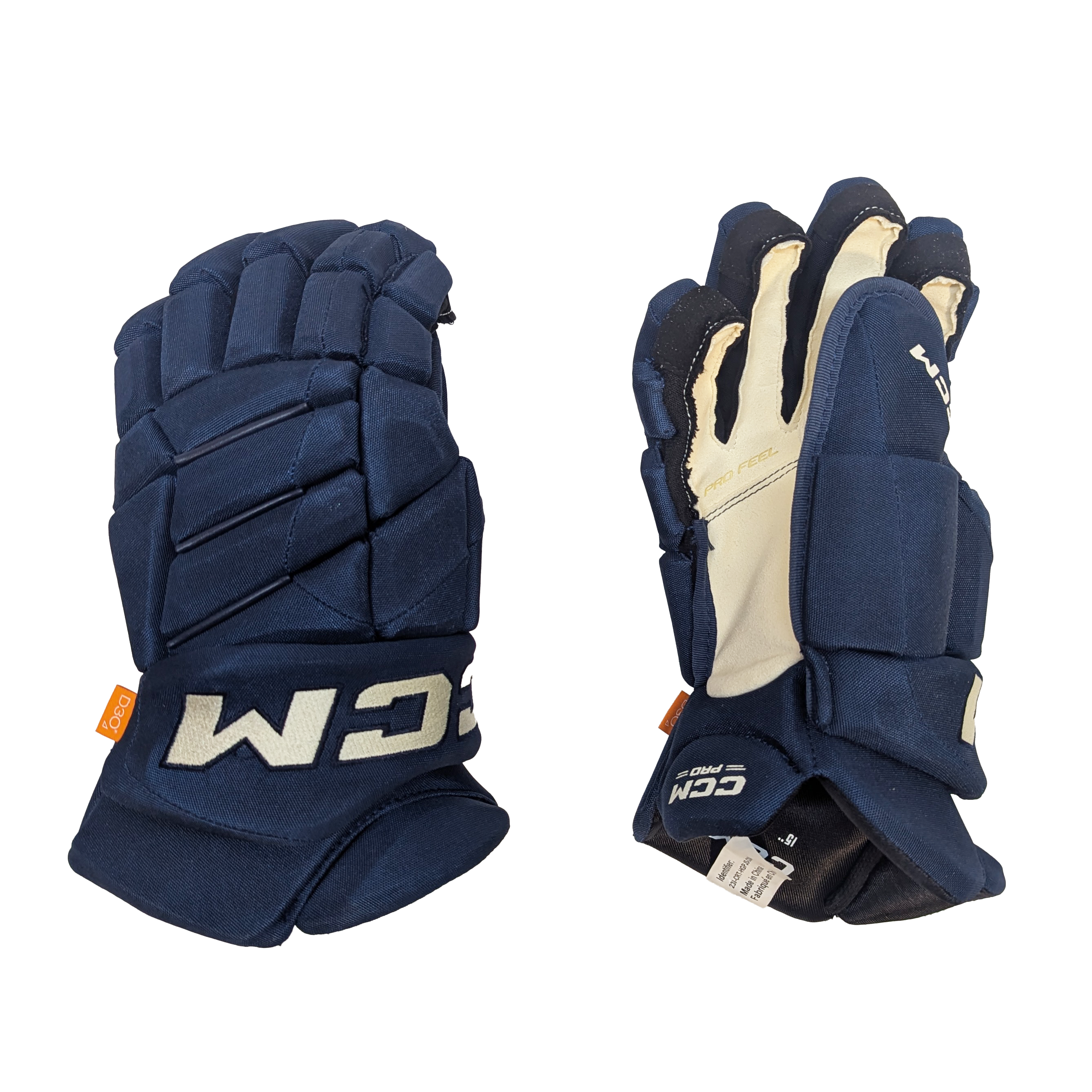CCM HGJS - Gant NHL Pro Stock - Alternatif des Blue Jackets de Columbus (bleu marine/crème)